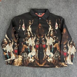 Rebel Vengeance Jacket Mens Size L Tapestry Tweed Fall of the Angels Jesus NWT